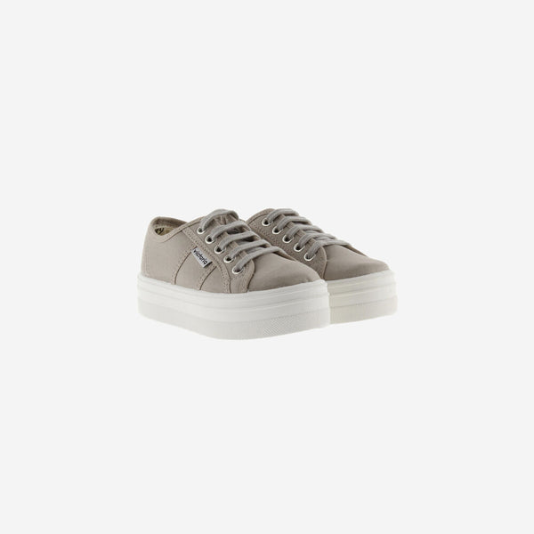 Barcelona Beige Canvas Platform Trainers Victoria SHEEN