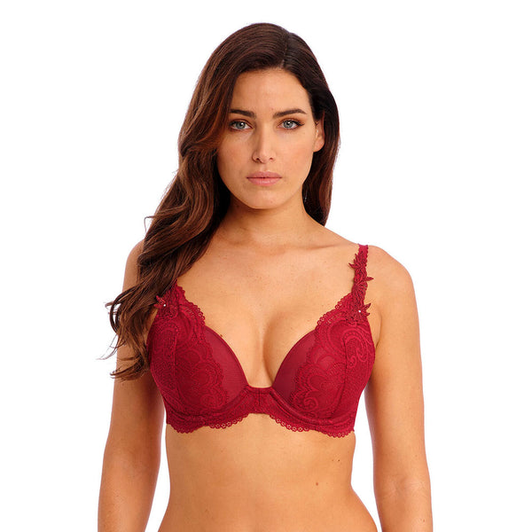 Izumi Merlot Underwired Plunge Bra | Wacoal | SHEEN UNCOVERED 