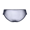 navy women's underwear with decorative trim on a white background