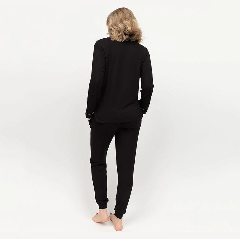 black jersey pyjama set