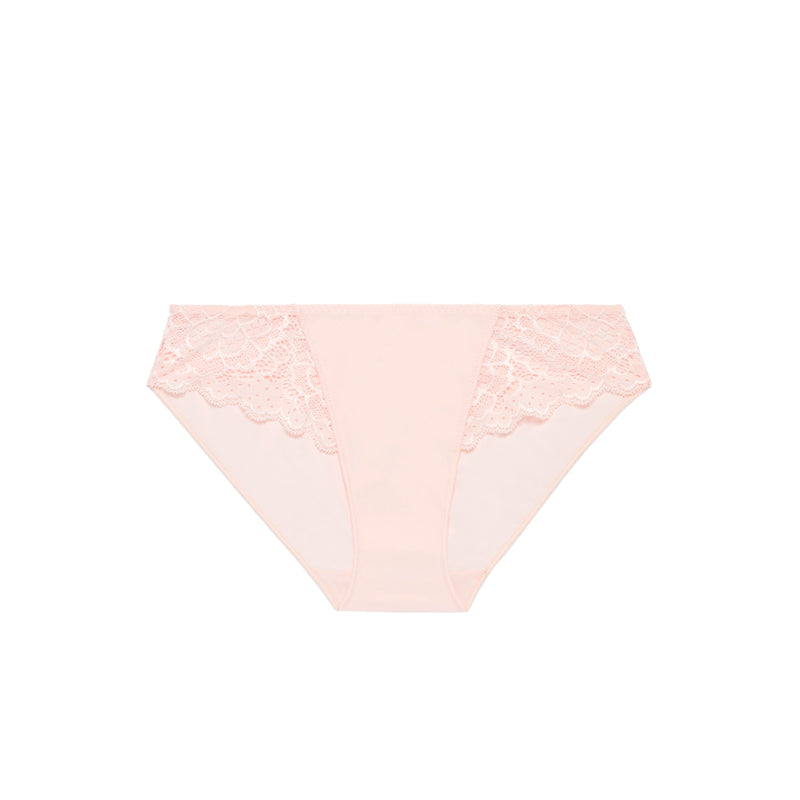 pink lace underwear on a white background
