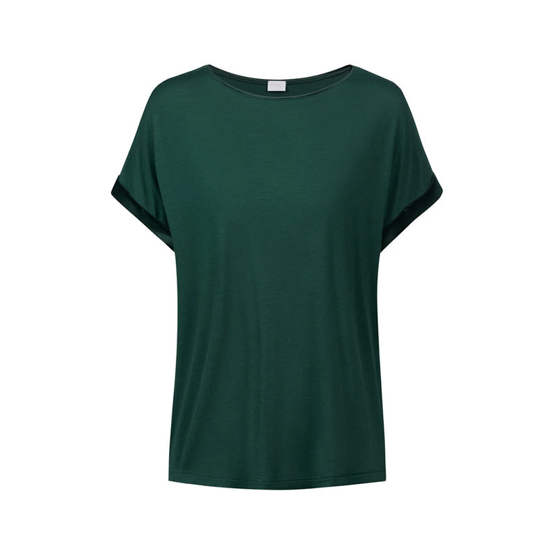 Alena Green Leaves Round Neck Top