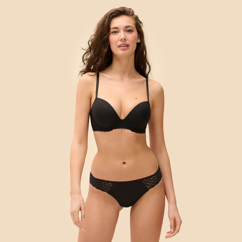 black push up bra and brief