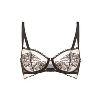 black lace bra on a white background