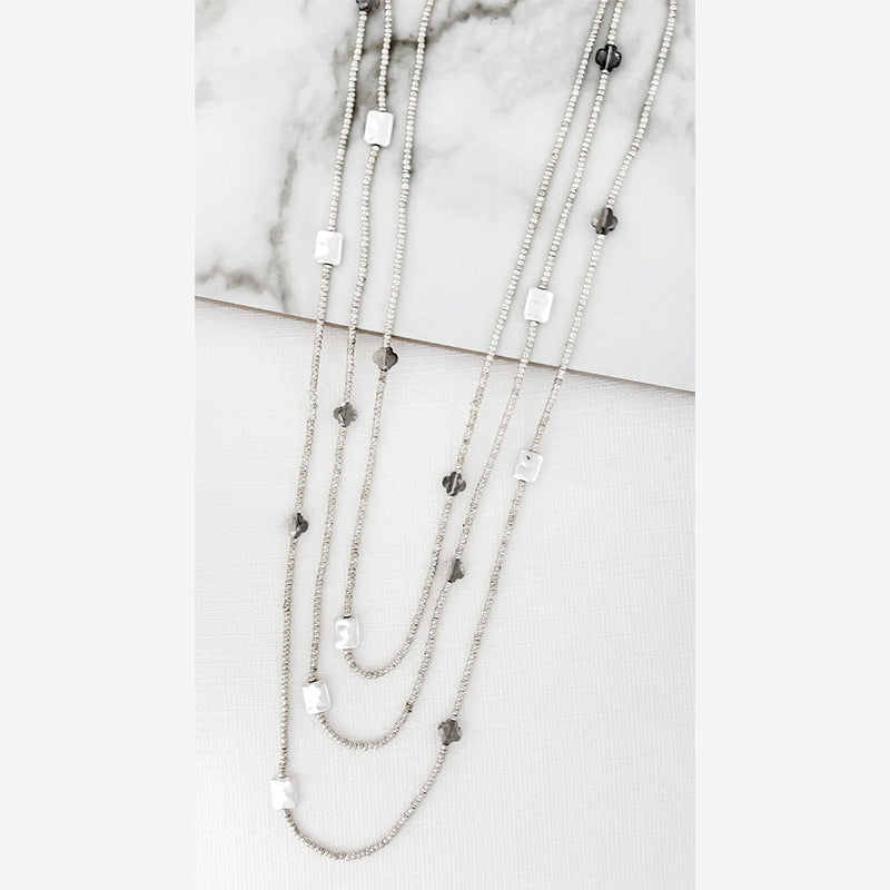 grey and silver neckless