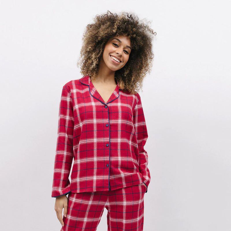 Noél Womens Super Cosy Check Pyjama Top