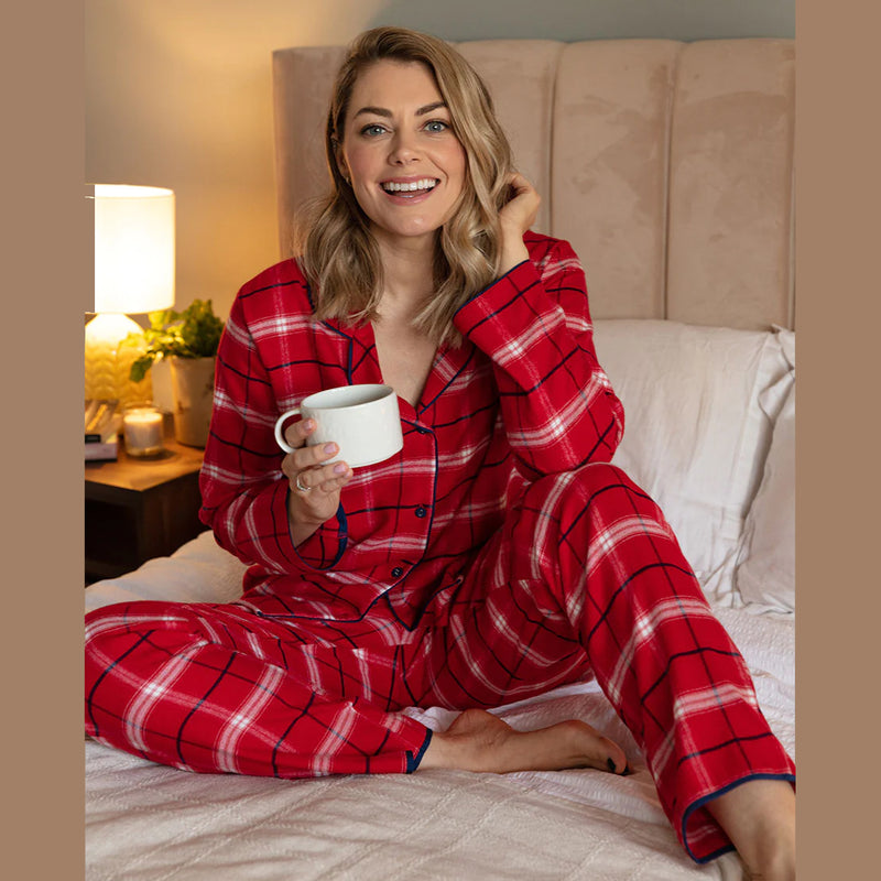 Noél Womens Super Cosy Check Pyjama Top