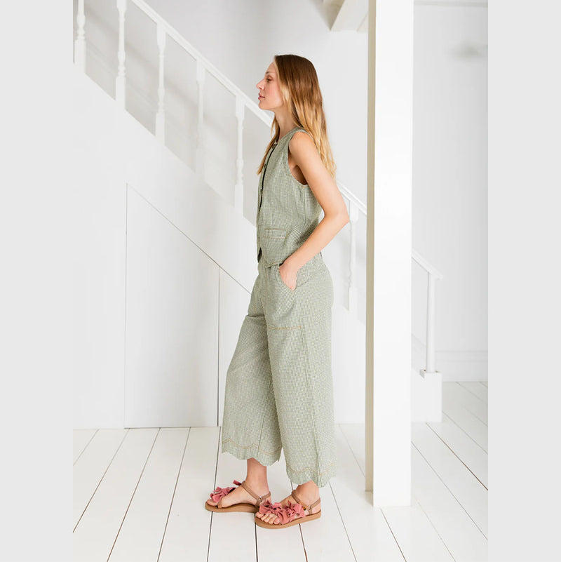 cropped gingham trousers and vest
