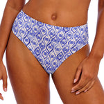 freya swim blue and white high waist bikini bottom