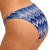 blue patterned bikini bottom on a white background