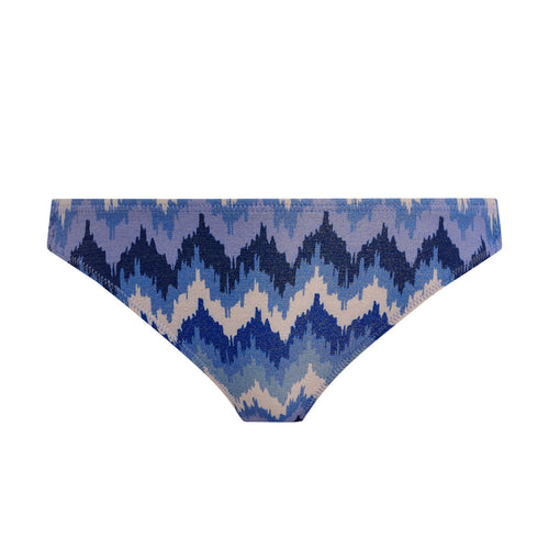 blue and purple patterned underwear on a white background