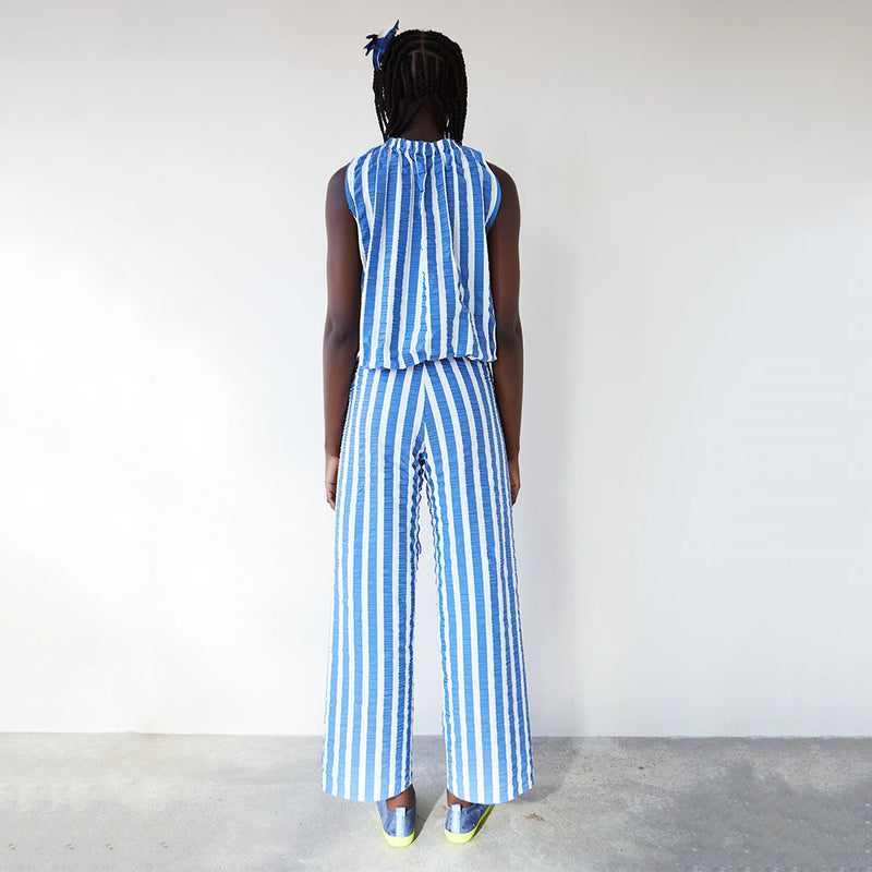 dr bloom aloha blue stripe top