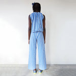 dr bloom blue stripe wide leg trousers