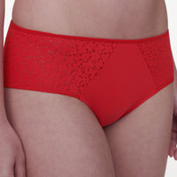 red lace underwear on a neutral background