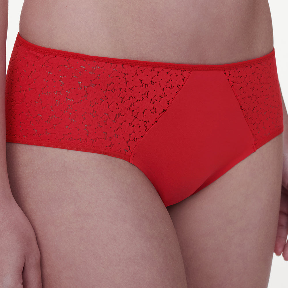 red lace underwear on a neutral background