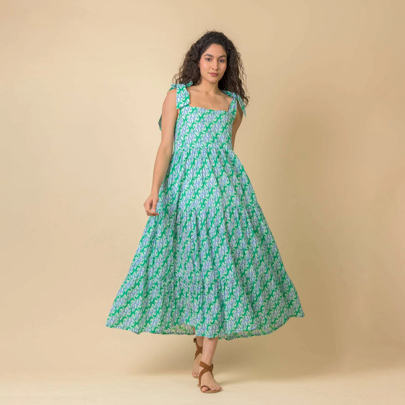 dream green tie shoulder dress