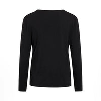 A black long-sleeve top, shown from the back against a plain white background.