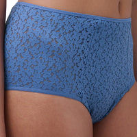 blue lace underwear worn by a person