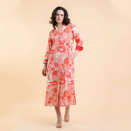 bright coral summer dress