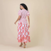 dream long white and red dress