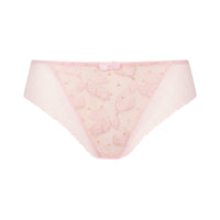pink lace underwear on a white background