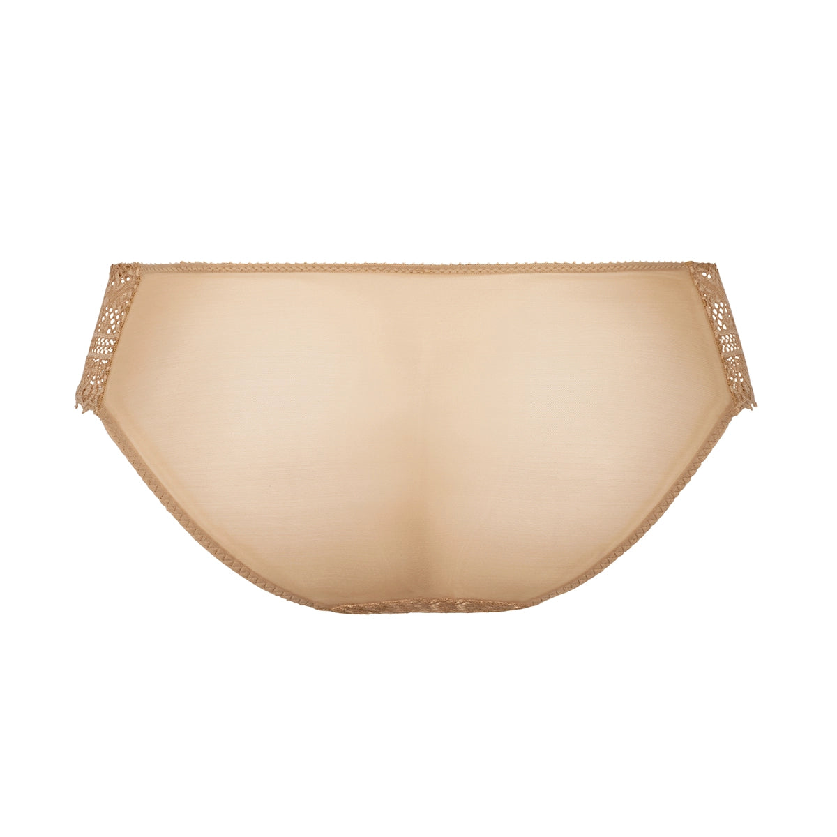 beige lace-trimmed underwear on a white background