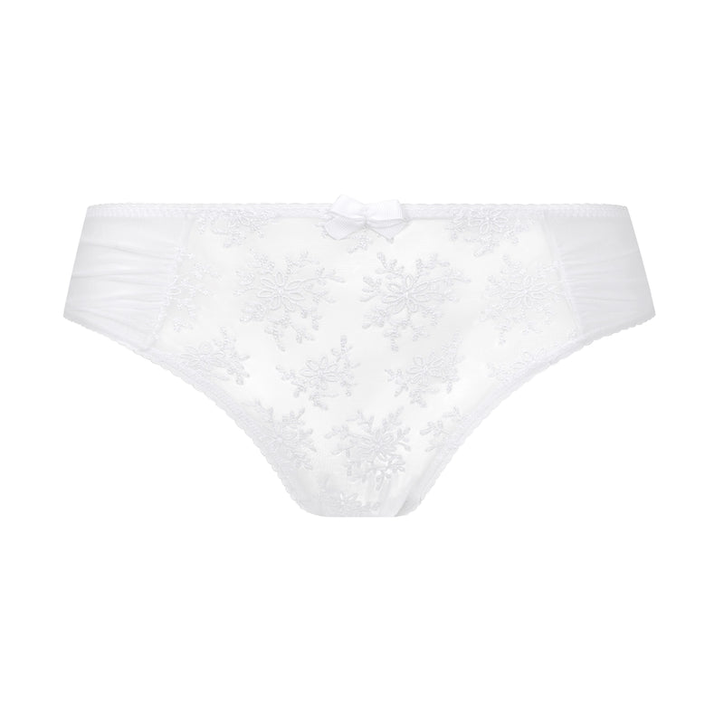 White lace underwear on a white background
