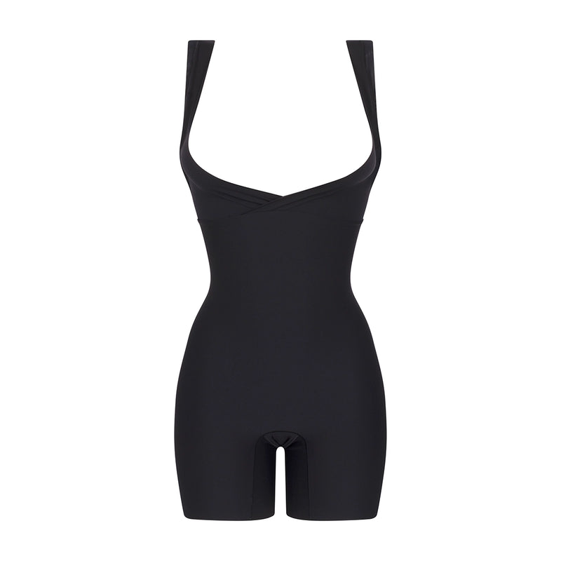 black bodysuit on a white background