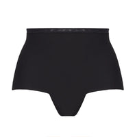black high-waisted underwear on a white background