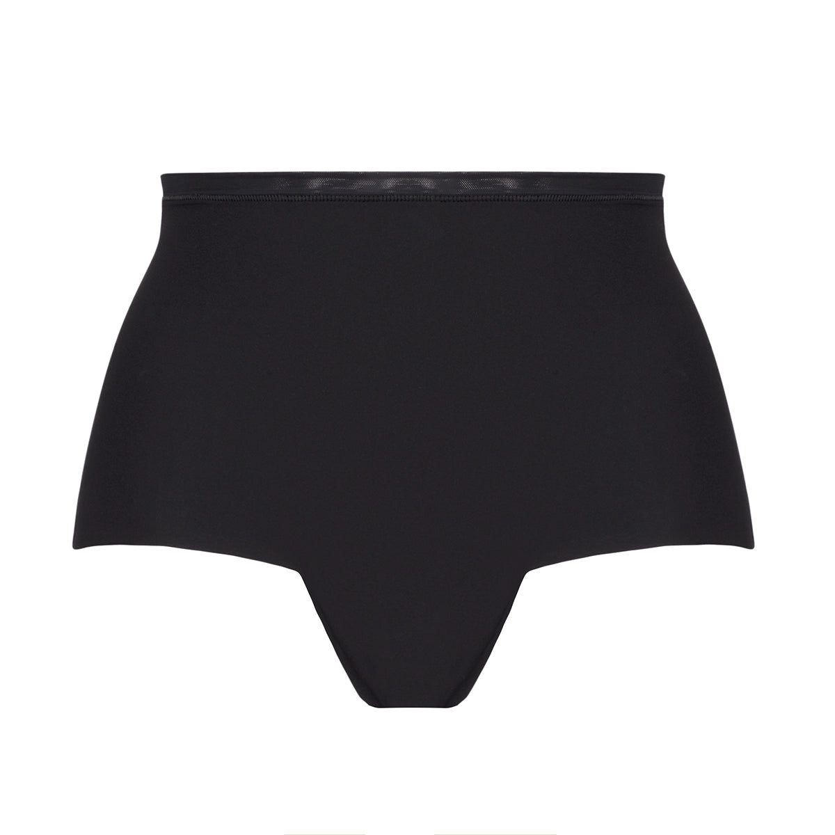 black high-waisted underwear on a white background