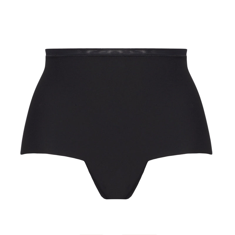 black high-waisted underwear on a white background