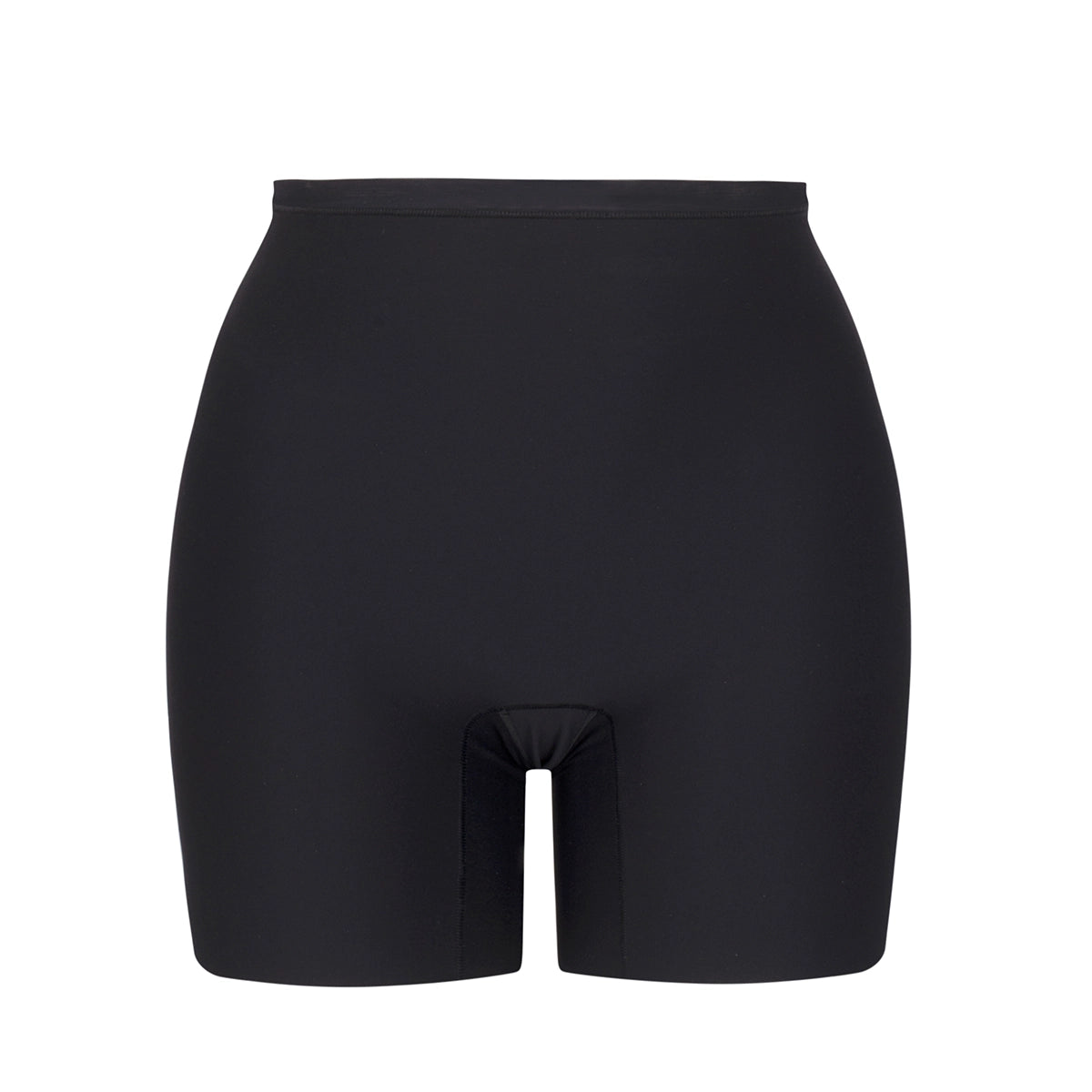 black high-waisted shorts on a white background