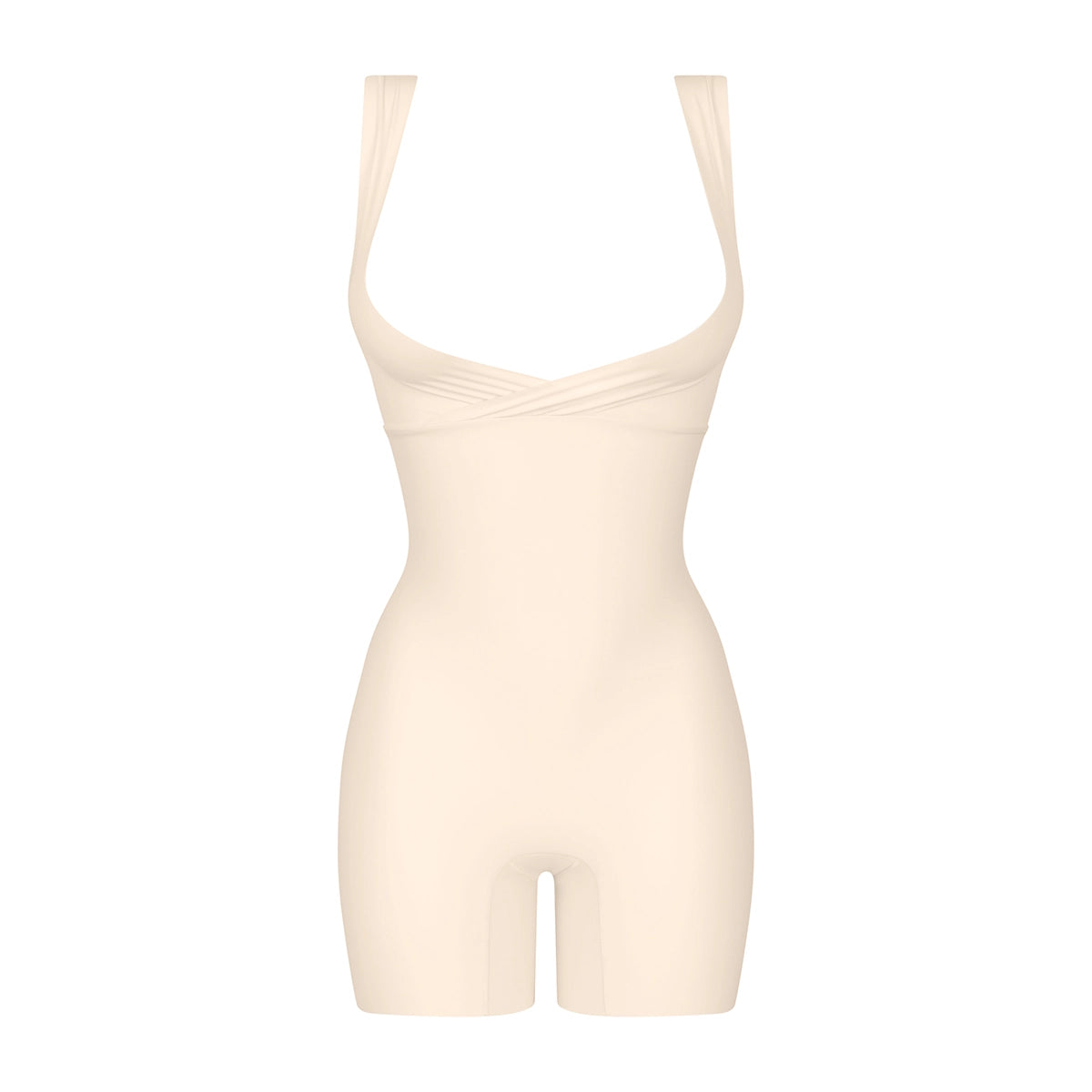 beige shapewear bodysuit on a white background