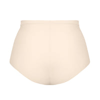 beige high-waisted skirt on a white background