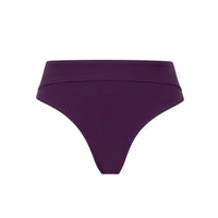 purple high-waisted bikini bottom on a white background