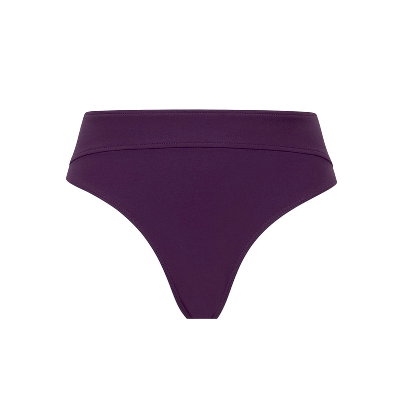 purple high-waisted bikini bottom on a white background