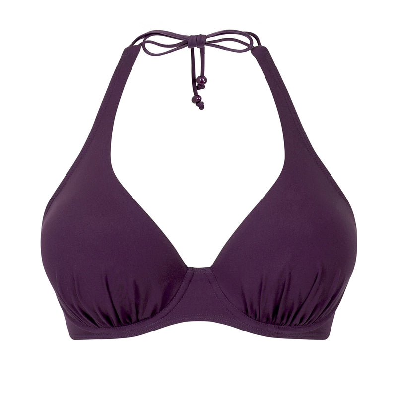 purple bikini top on a white background