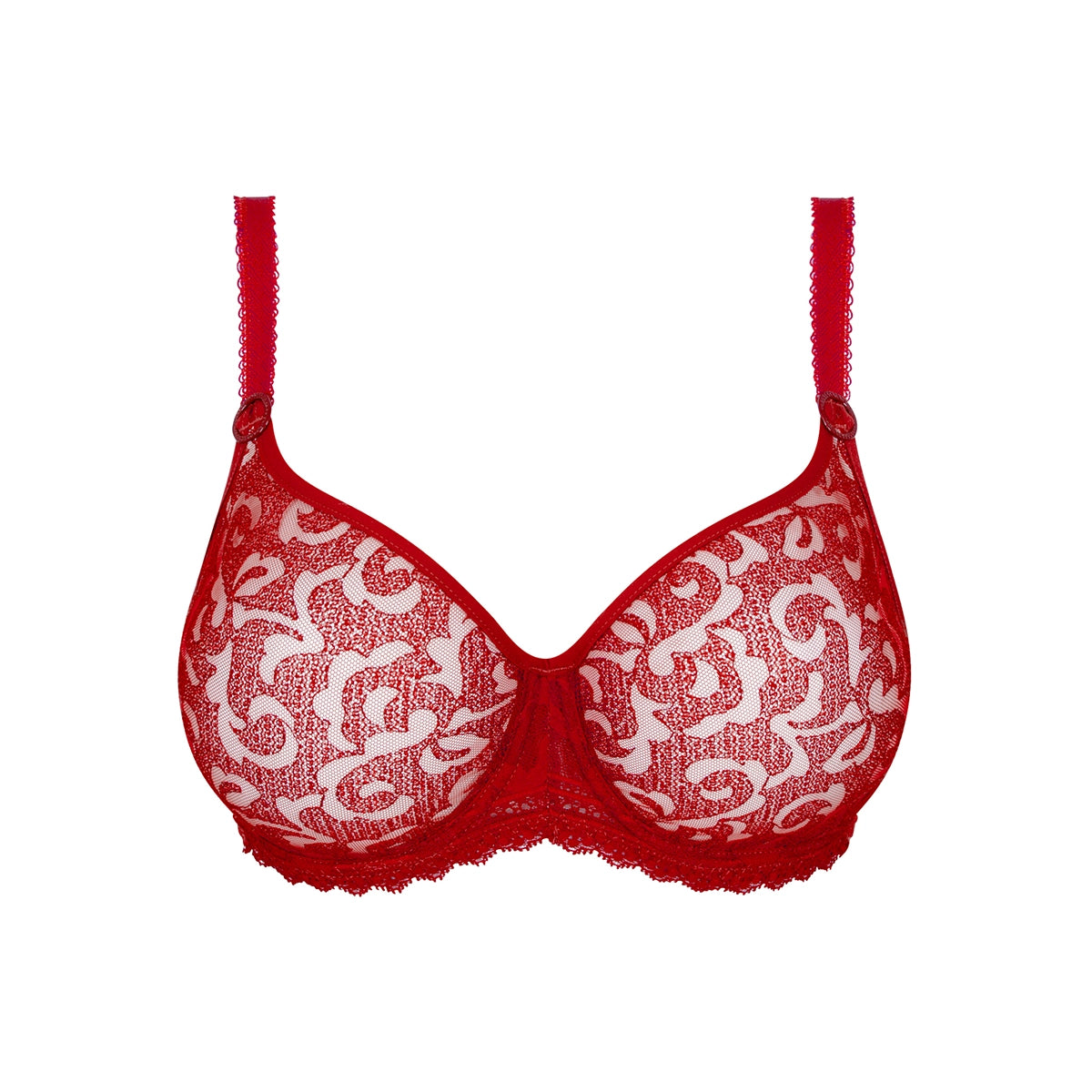 red lace full cup bra
