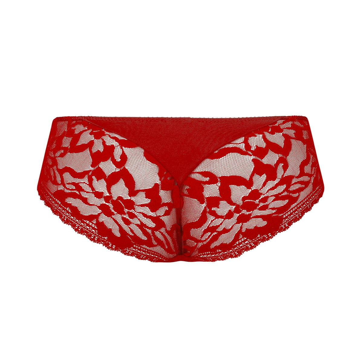 red lace underwear on a white background