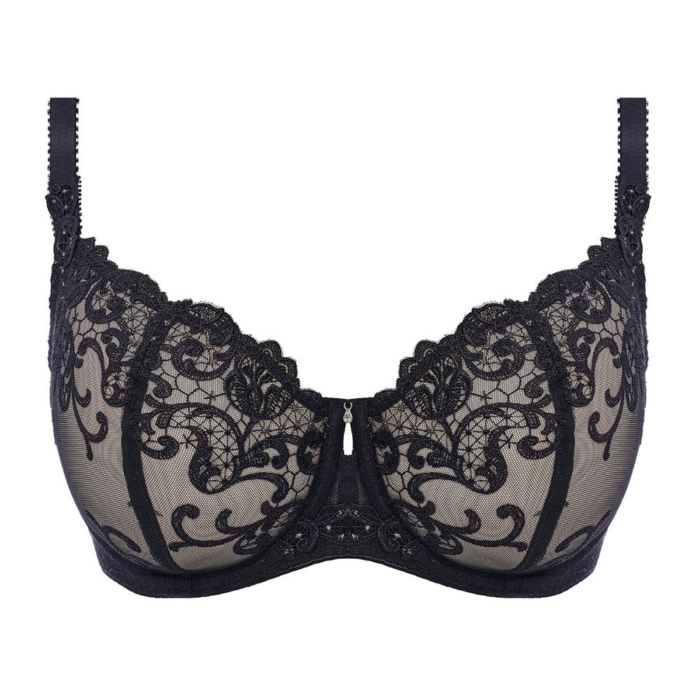 black lace balconette bra