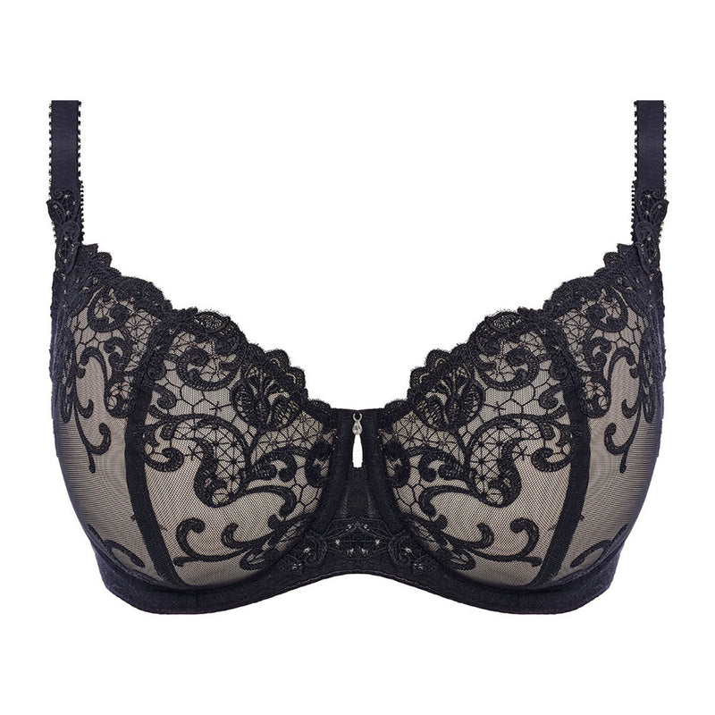 black lace balconette bra