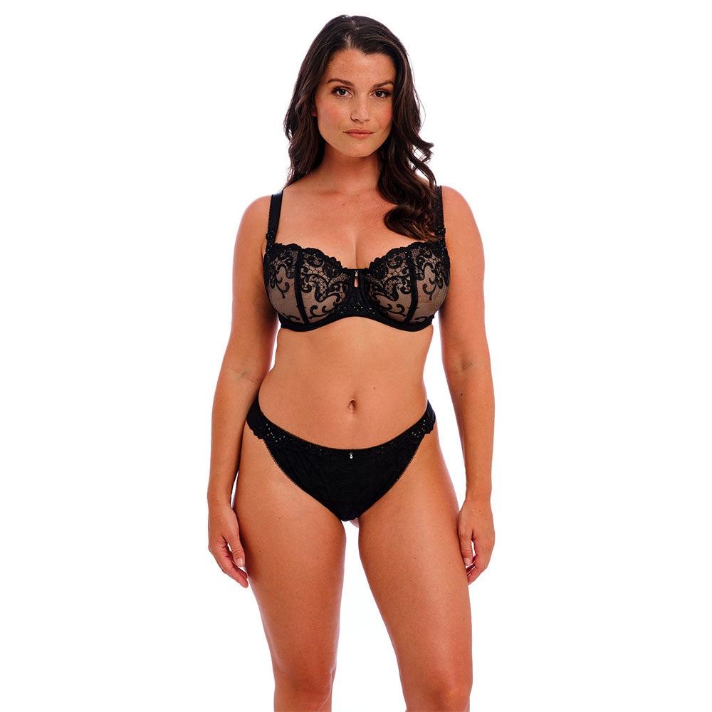 plus size black lace balconette bra