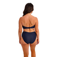 blue bikini tp and bottom back view on a model