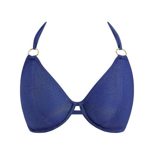 blue halter neck bikini top
