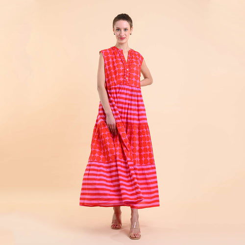 pink long summer dress