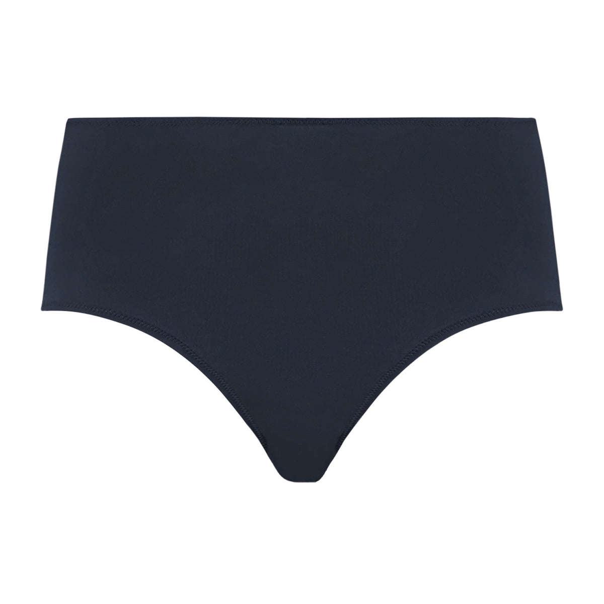 A pair of solid dark navy blue bikini bottoms shown flat against a plain white background.