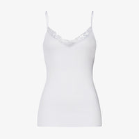hanro white lace detail spaghetti top