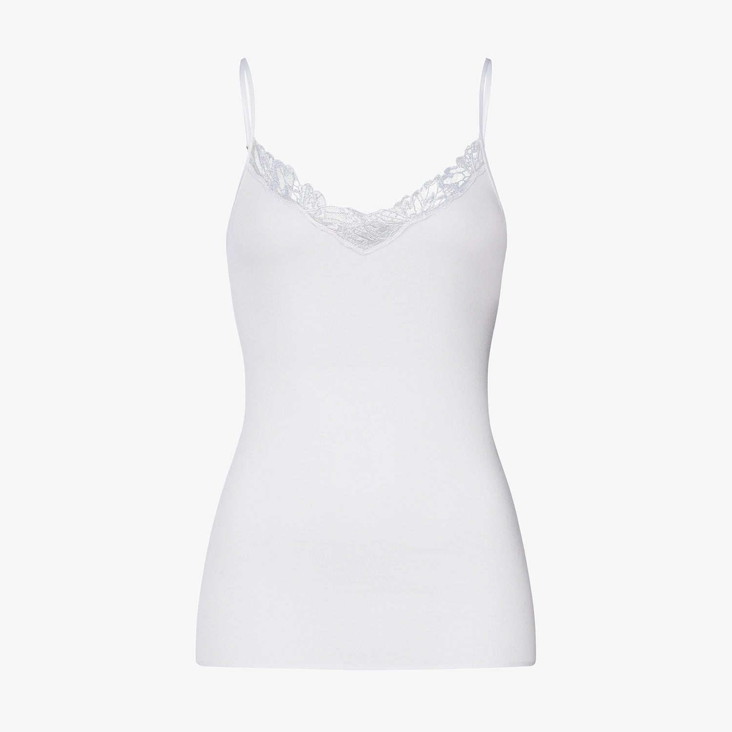 hanro white lace detail spaghetti top