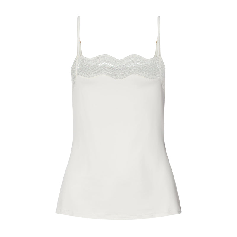 hanro white spaghetti top