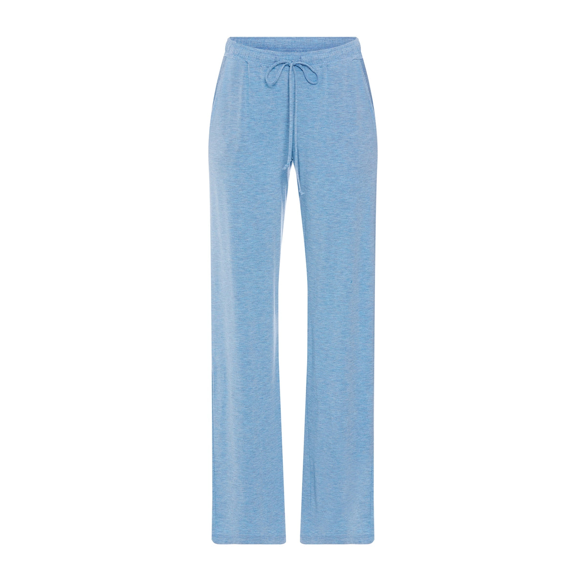 Light blue heathered lounge pants with a drawstring waistband, shown flat against a solid white background.